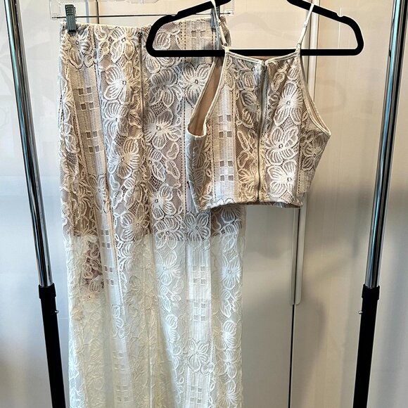NWOT - Lulus Take a Vow  Ivory Lace Two-Piece Maxi - Size Small - Picture 14 of 16